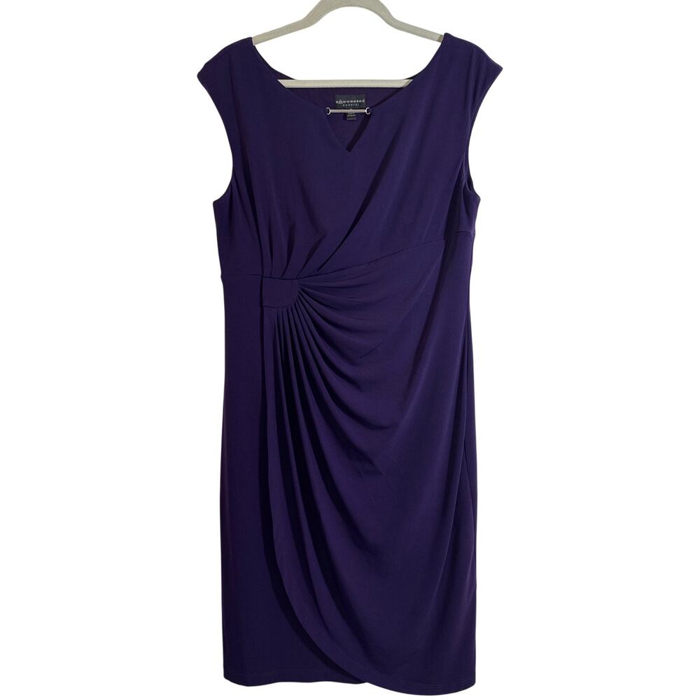 Connected Apparel Size 16 Eggplant Purple Sleeveless Faux Wrapped Dress